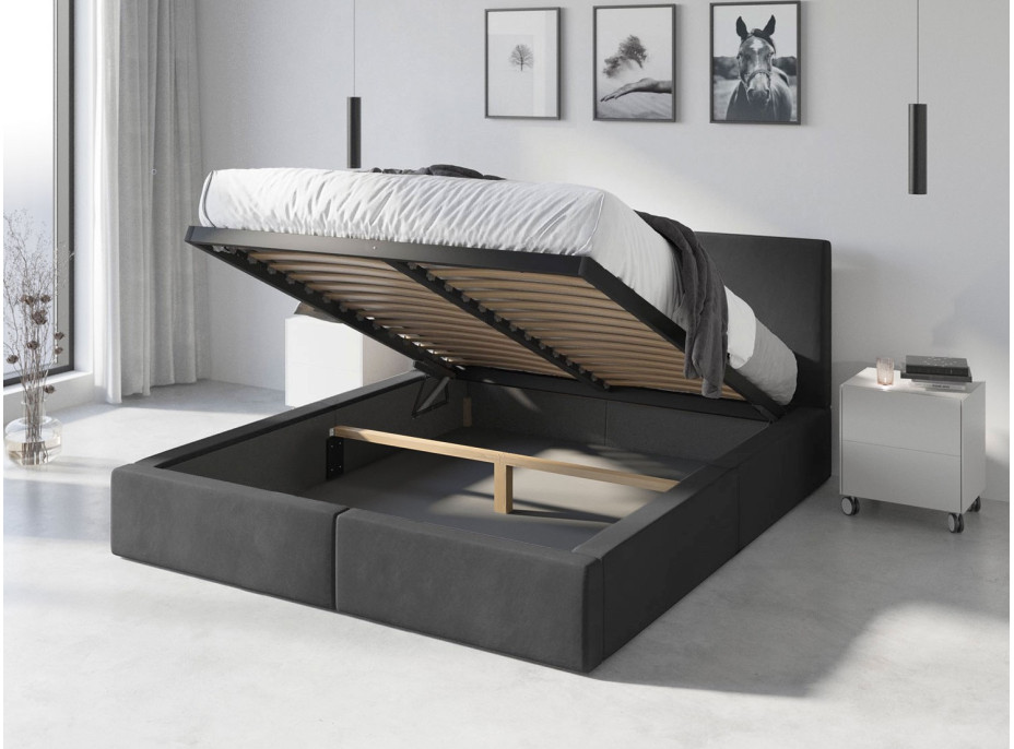 Čalúnená posteľ HILTON s úložným priestorom - 200x160 cm - grafitová