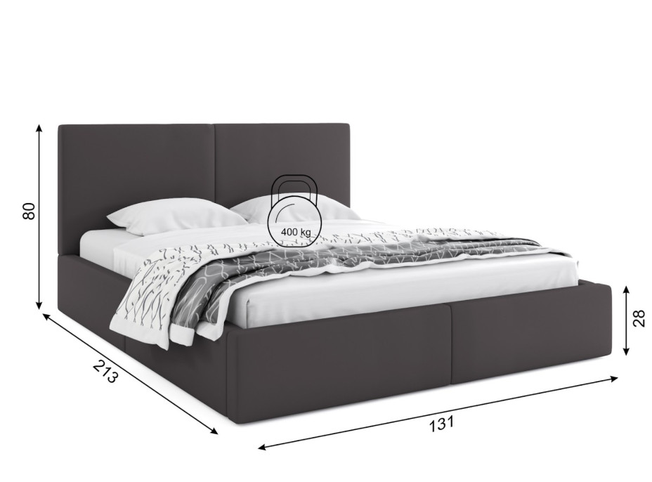 Čalúnená posteľ HILTON s úložným priestorom - 200x120 cm - grafitová