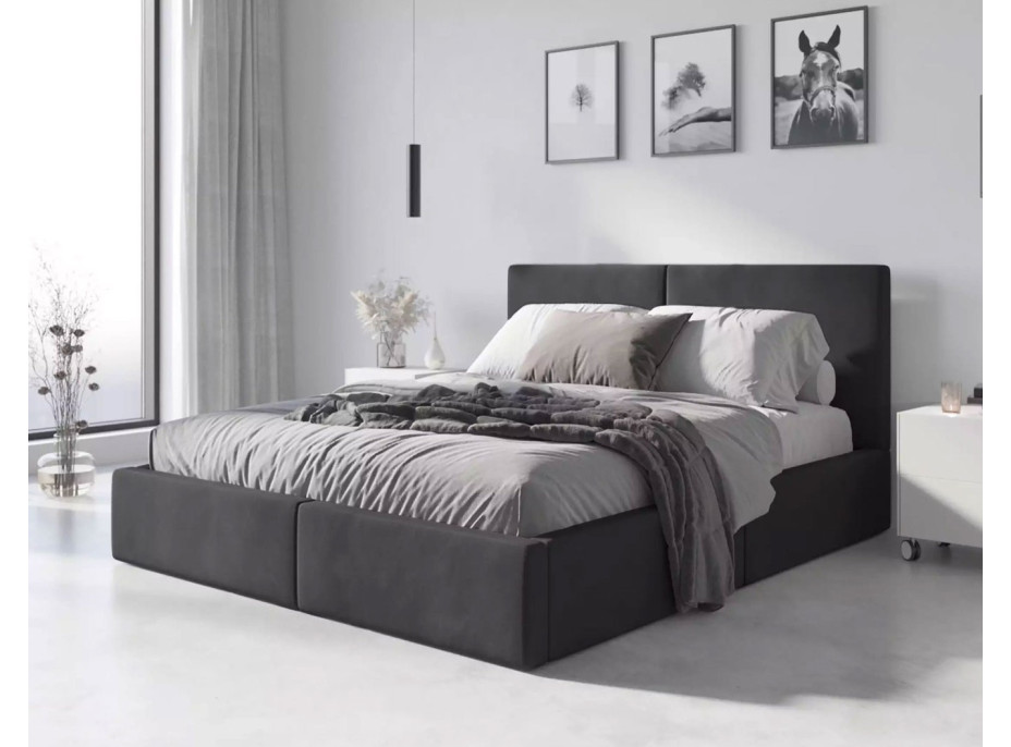 Čalúnená posteľ HILTON s úložným priestorom - 200x120 cm - grafitová