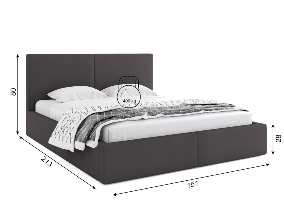 Čalúnená posteľ HILTON s úložným priestorom - 200x140 cm - grafitová