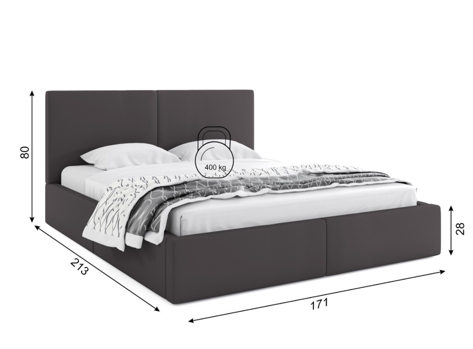 Čalúnená posteľ HILTON s úložným priestorom - 200x160 cm - grafitová