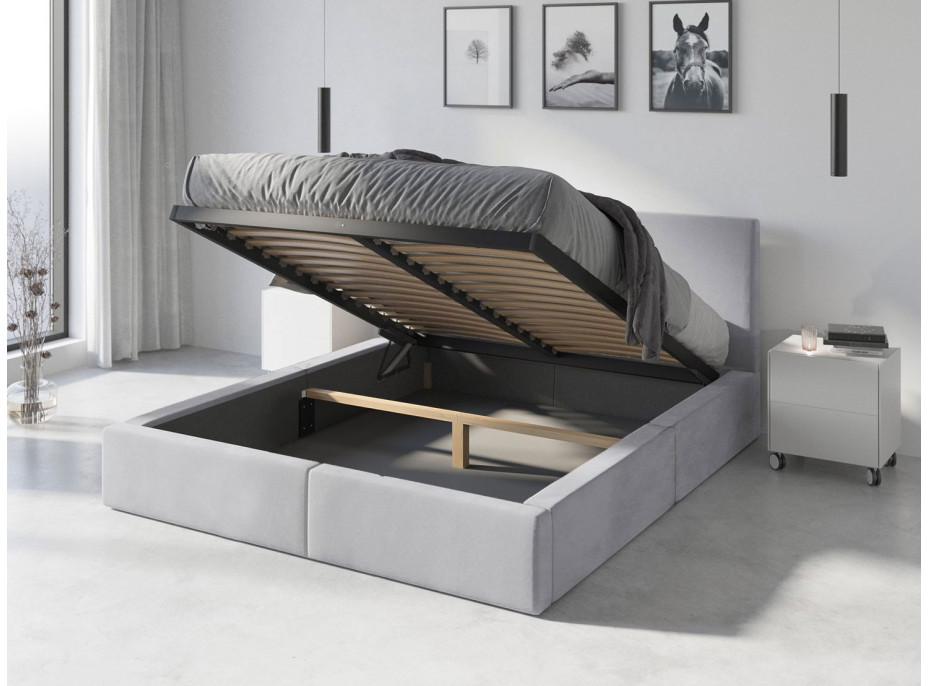 Čalúnená posteľ HILTON s úložným priestorom - 200x140 cm - šedá