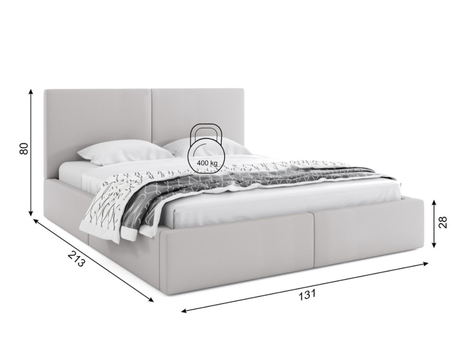 Čalúnená posteľ HILTON s úložným priestorom - 200x120 cm - šedá