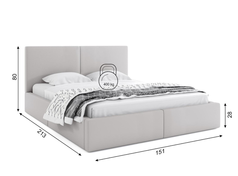 Čalúnená posteľ HILTON s úložným priestorom - 200x140 cm - šedá
