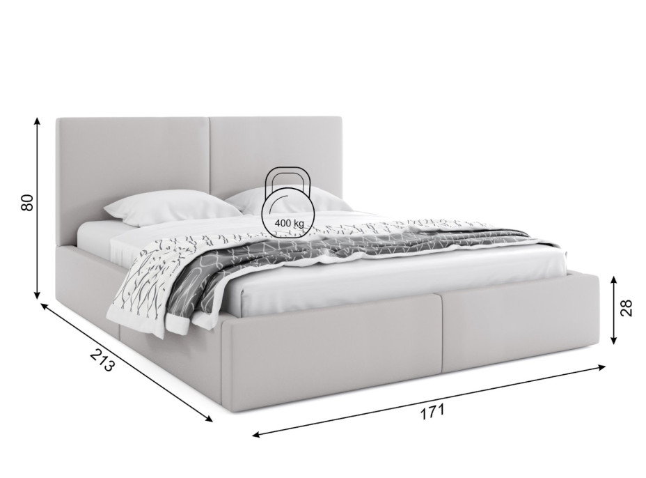 Čalúnená posteľ HILTON s úložným priestorom - 200x160 cm - šedá