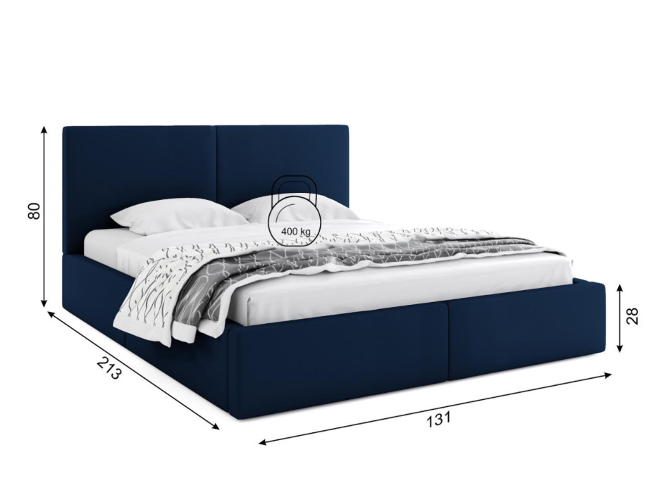 Čalúnená posteľ HILTON s úložným priestorom - 200x120 cm - tmavo modrá