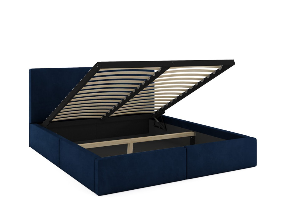 Čalúnená posteľ HILTON s úložným priestorom - 200x140 cm - tmavo modrá