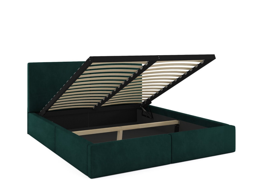 Čalúnená posteľ HILTON s úložným priestorom - 200x140 cm - tmavo zelená