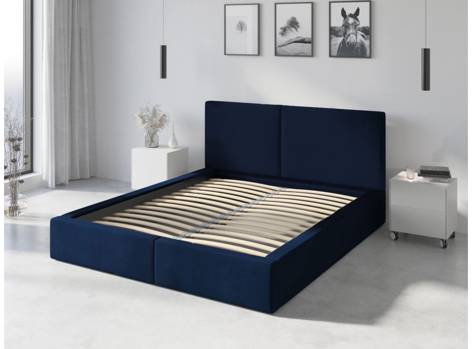 Čalúnená posteľ HILTON - 200x160 cm - tmavo modrá