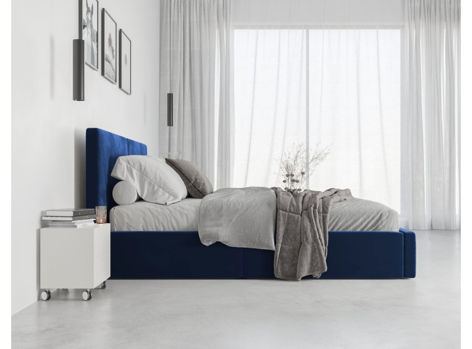 Čalúnená posteľ HILTON - 200x140 cm - tmavo modrá