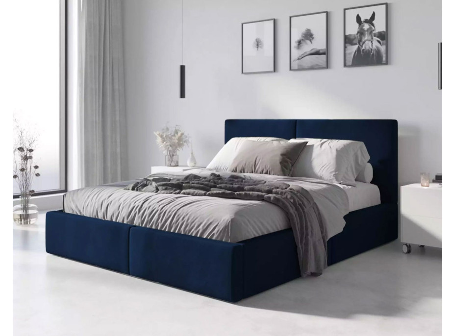 Čalúnená posteľ HILTON - 200x140 cm - tmavo modrá