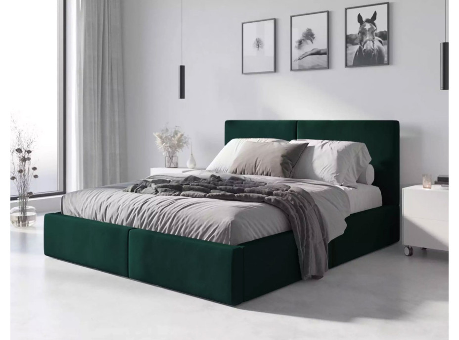 Čalúnená posteľ HILTON - 200x160 cm - tmavo zelená