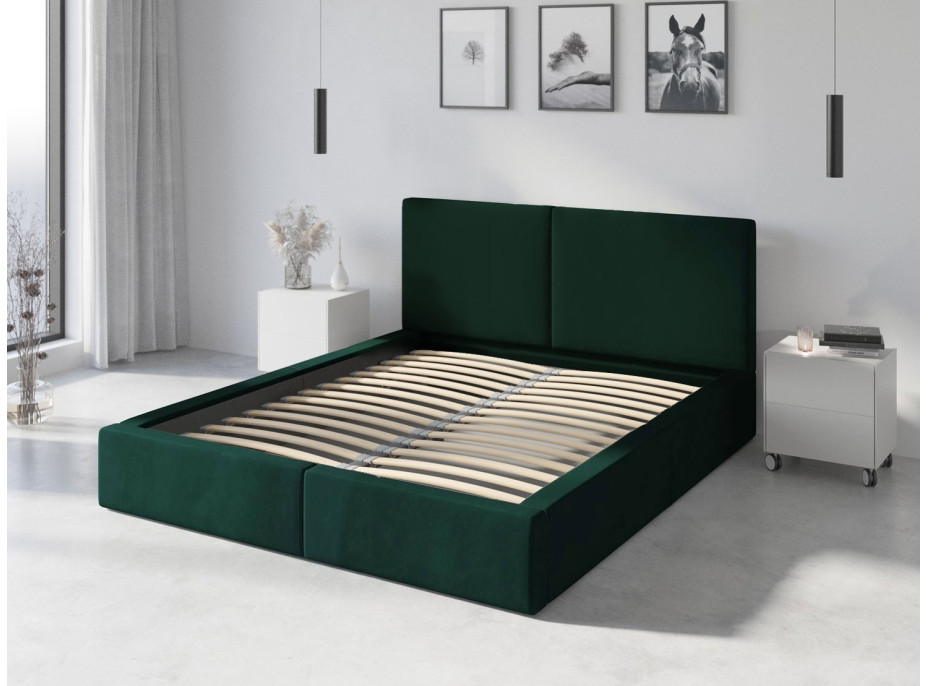 Čalúnená posteľ HILTON - 200x140 cm - tmavo zelená