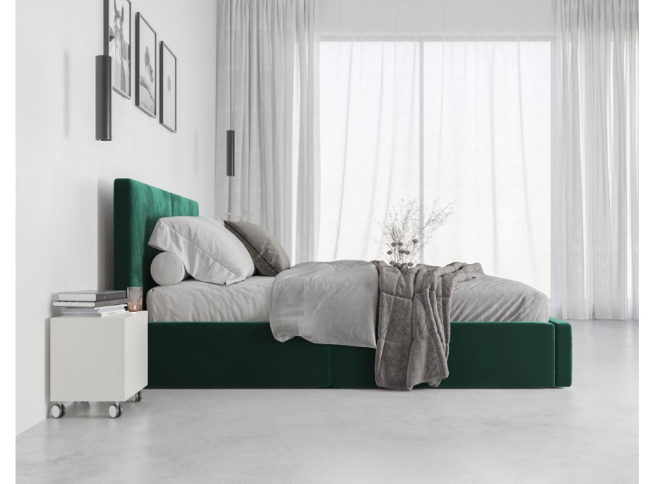 Čalúnená posteľ HILTON s úložným priestorom - 200x160 cm - tmavo zelená