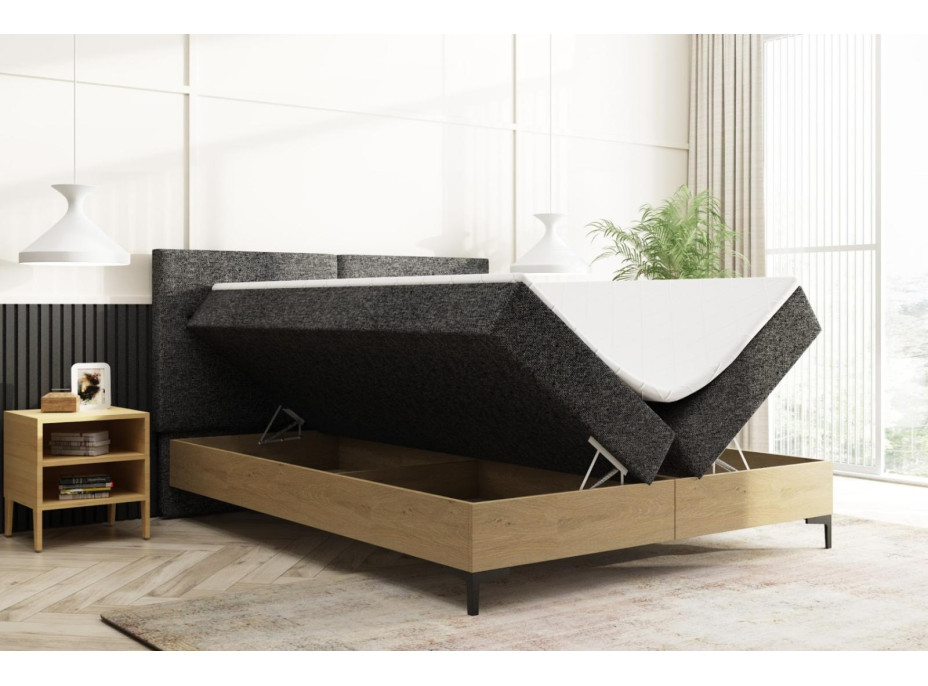 Čalúnená posteľ IMPERIAL s úložným priestorom - 200x160 cm - dub/sivá