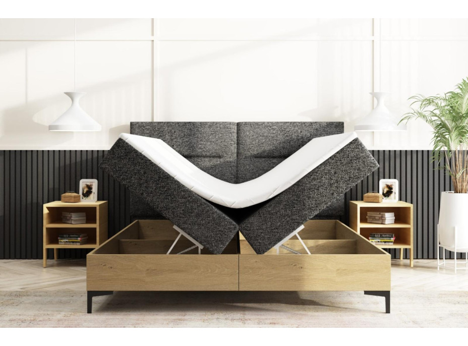 Čalúnená posteľ IMPERIAL s úložným priestorom - 200x140 cm - dub/sivá