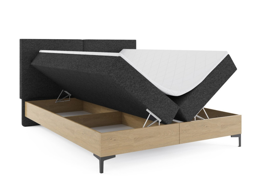 Čalúnená posteľ IMPERIAL s úložným priestorom - 200x160 cm - dub/sivá