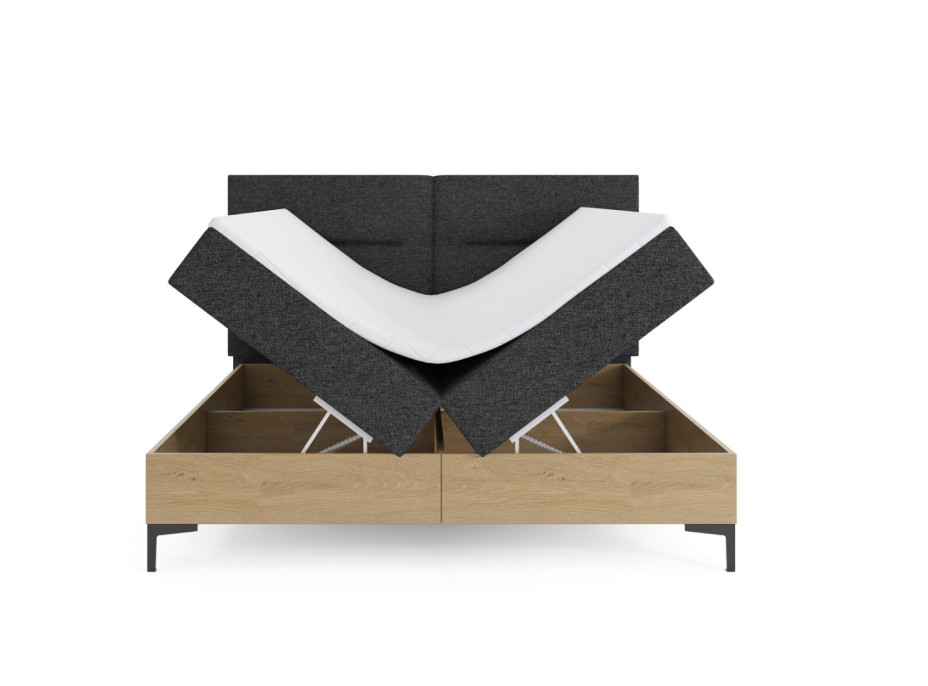 Čalúnená posteľ IMPERIAL s úložným priestorom - 200x160 cm - dub/sivá