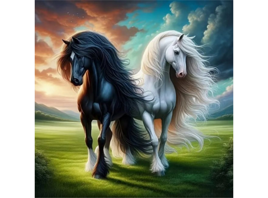 NORIMPEX Diamantové maľovanie Čierna a biela 30x40cm