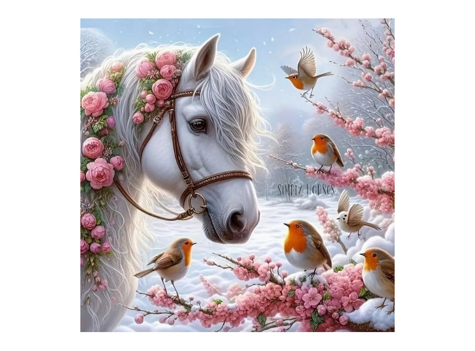 NORIMPEX Diamantové maľovanie Kôň v zime 30x40cm