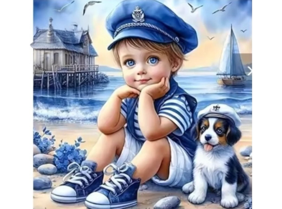 NORIMPEX Diamantové maľovanie Malý námorník 30x40cm