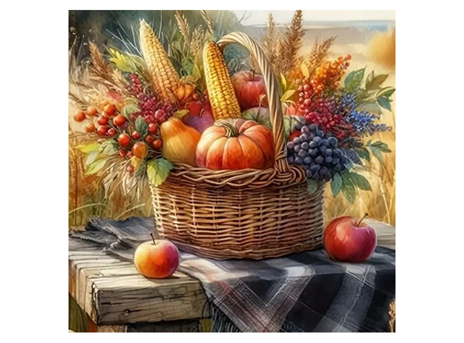 NORIMPEX Diamantové maľovanie Jesenný košík 30x40cm