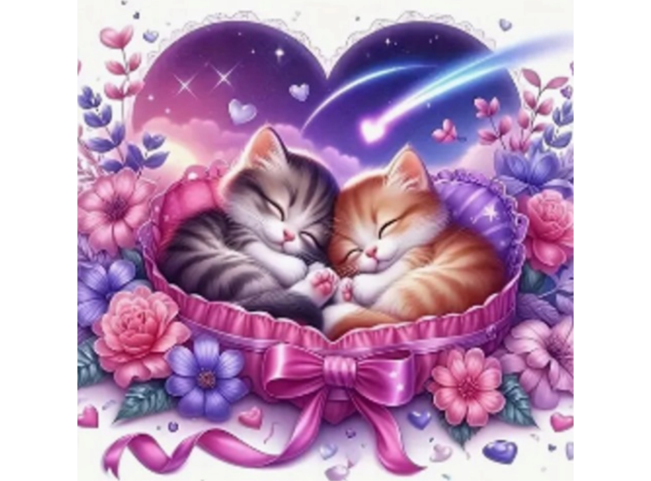 NORIMPEX Diamantové maľovanie Spiace mačiatka 30x40cm