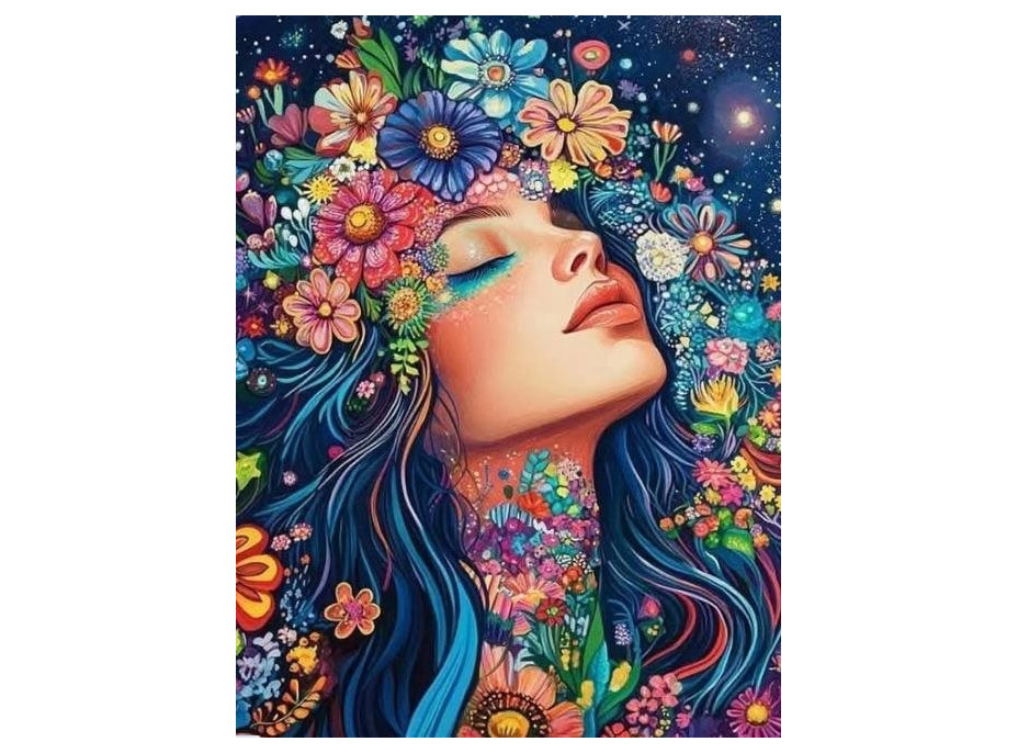 NORIMPEX Diamantové maľovanie Dievča v kvetoch 30x40cm