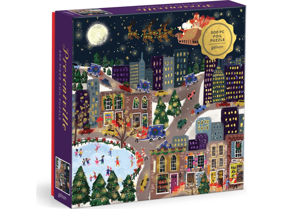 GALISON Metalické štvorcové puzzle Darčekové mestečko 500 dielikov