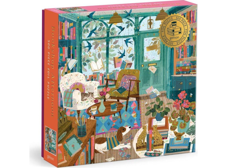 GALISON Metalické štvorcové puzzle Popoludní v kníhkupectve 500 dielikov