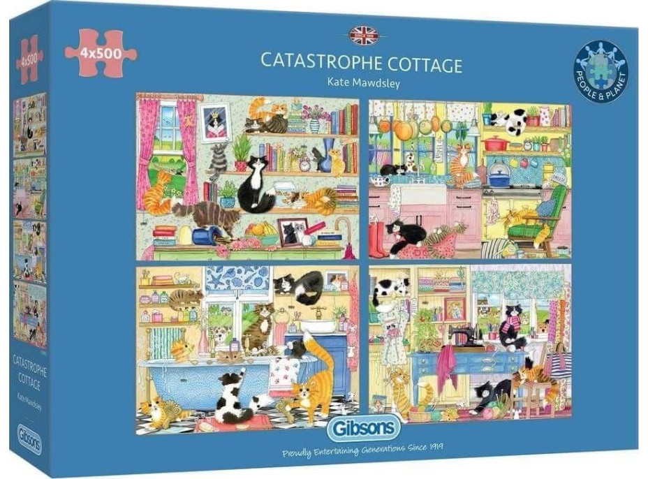 GIBSONS Puzzle Mačacia katastrofa 4x500 dielikov
