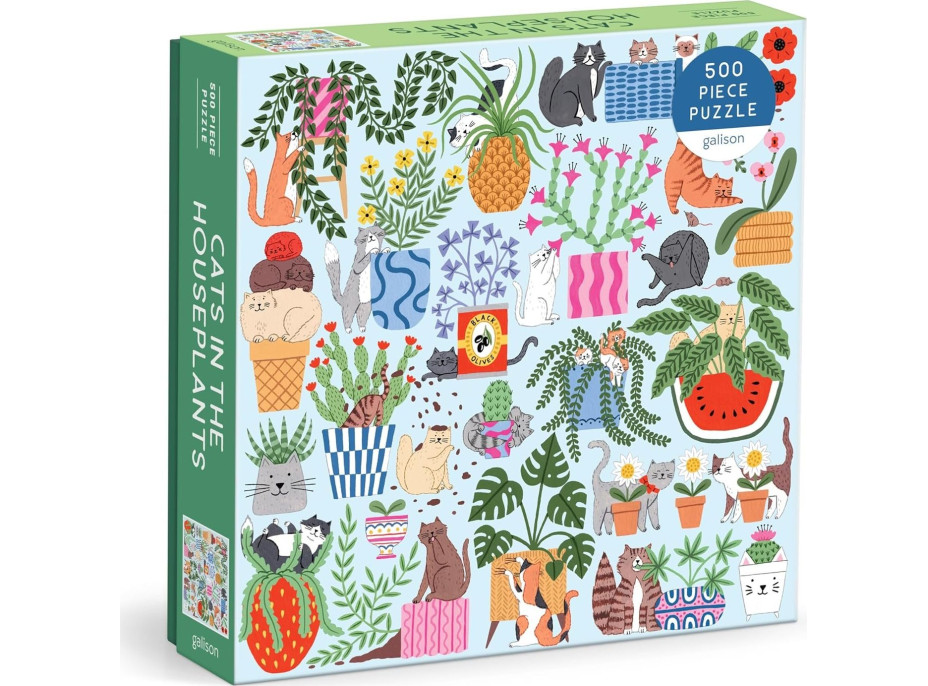 GALISON Štvorcové puzzle Mačky v kvetináčoch 500 dielikov