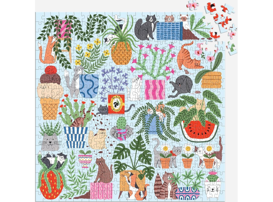 GALISON Štvorcové puzzle Mačky v kvetináčoch 500 dielikov