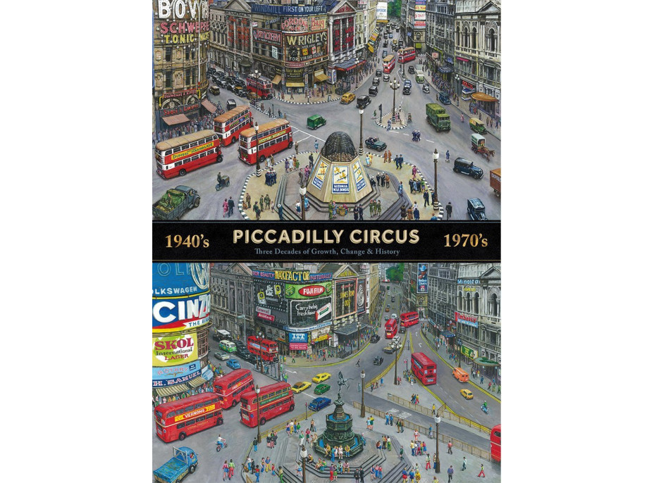 GIBSONS Puzzle Piccadilly Circus naprieč desaťročiami 1000 dielikov