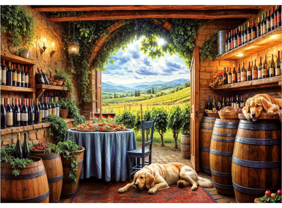 EDUCA Puzzle Psy a víno 1000 dielikov