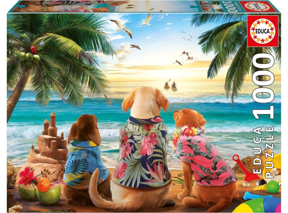 EDUCA Puzzle Psy na pláži 1000 dielikov