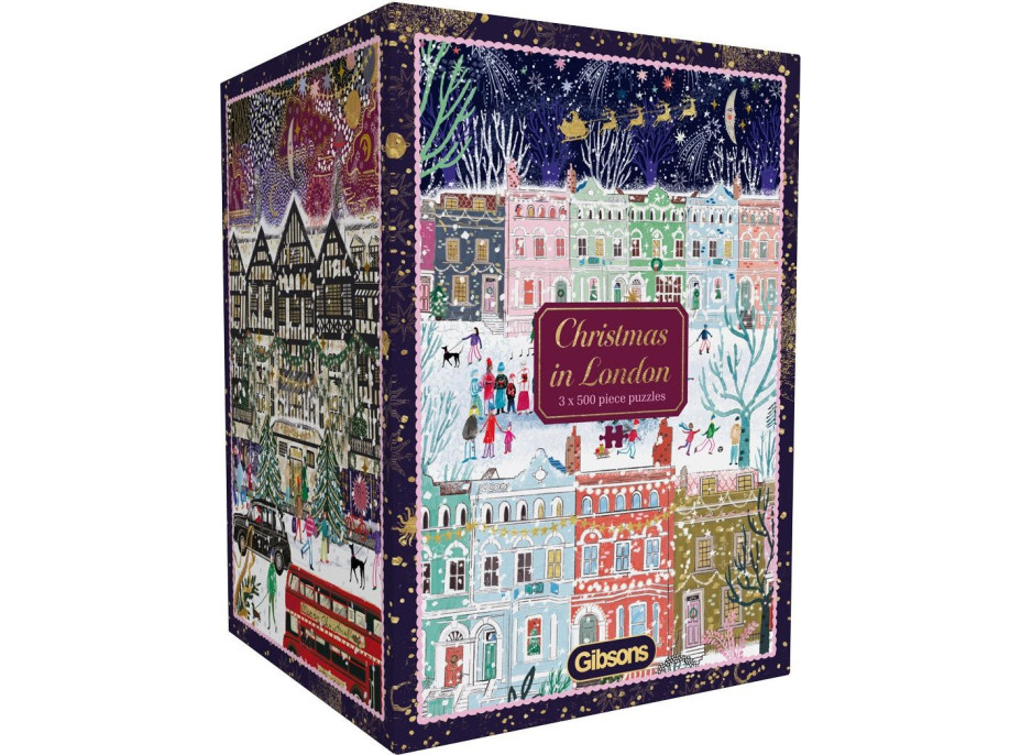 GIBSONS Puzzle Vianoce v Londýne 3x500 dielikov