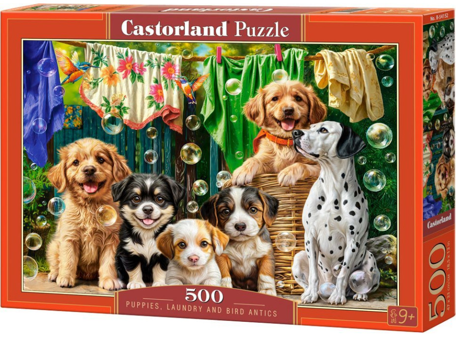 CASTORLAND Puzzle Šteňatá, bielizeň a vtáčie vyvádzanie 500 dielikov