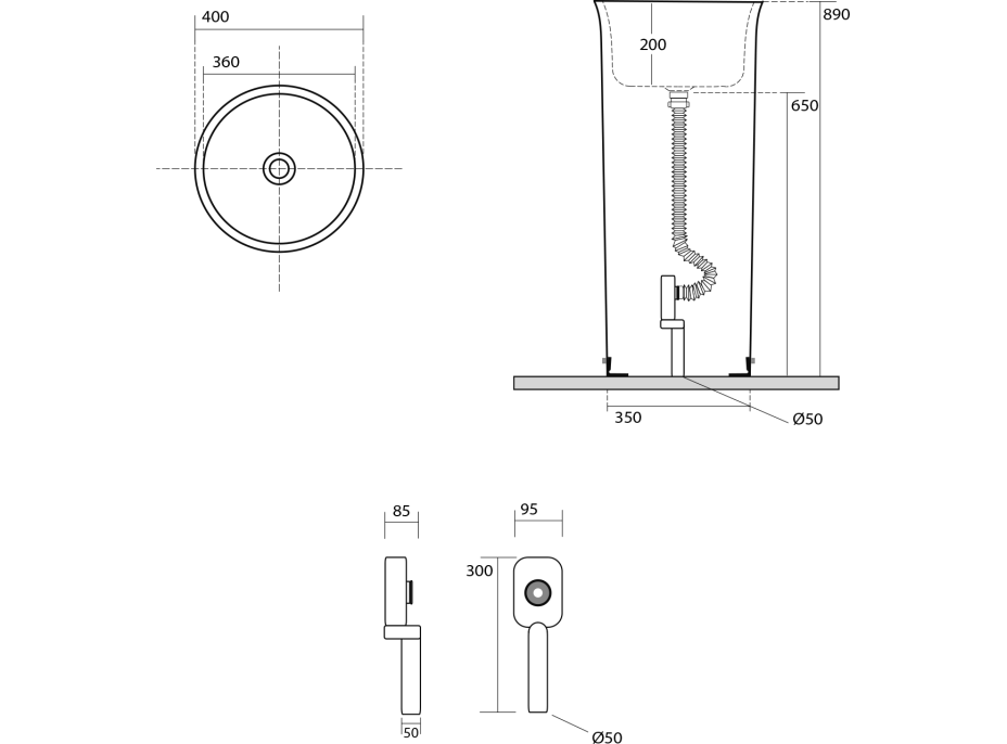 Kerasan THE NEW YORKER keramické umývadlo voľne stojace, 40x89x40cm, biela 564601