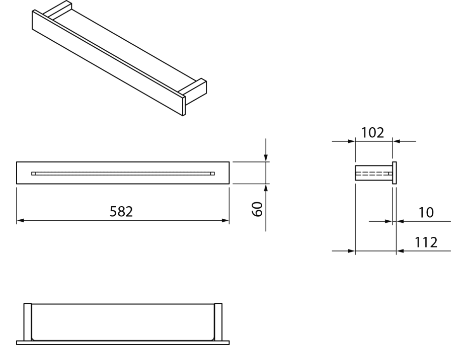 Sapho PATRON sklenená polica 58cm, biela PX582W