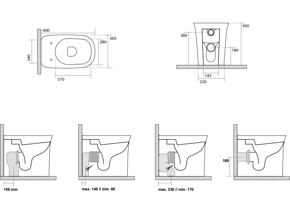 Kerasan THE NEW YORKER WC misa stojaca, 36, 5x60cm, spodný/zadný odpad, biela 561801