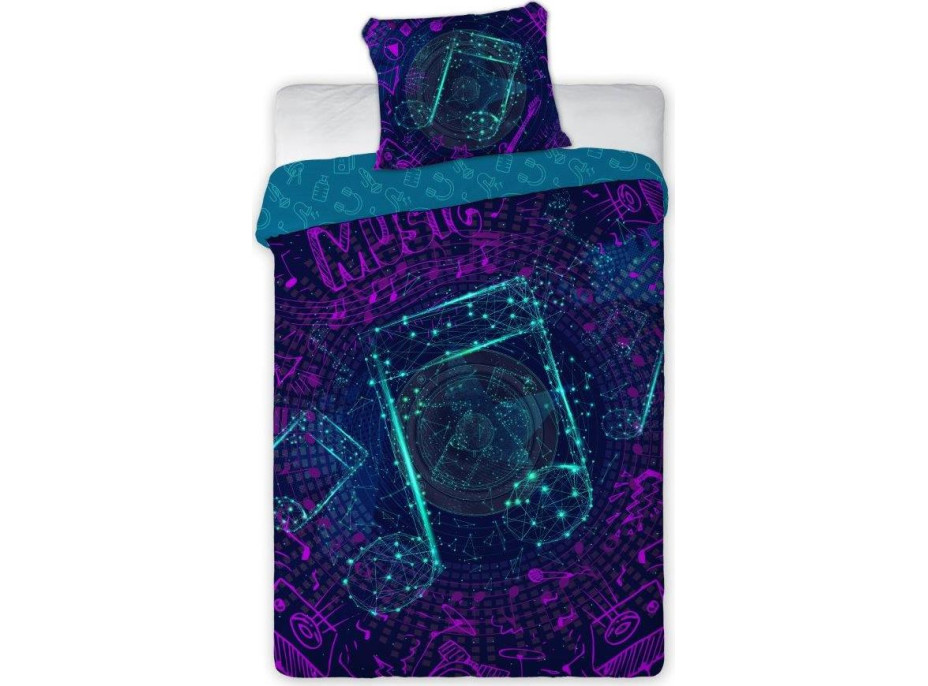 Bavlnené svietiace obliečky YOUNG Music - 140x200 cm + 70x80 cm