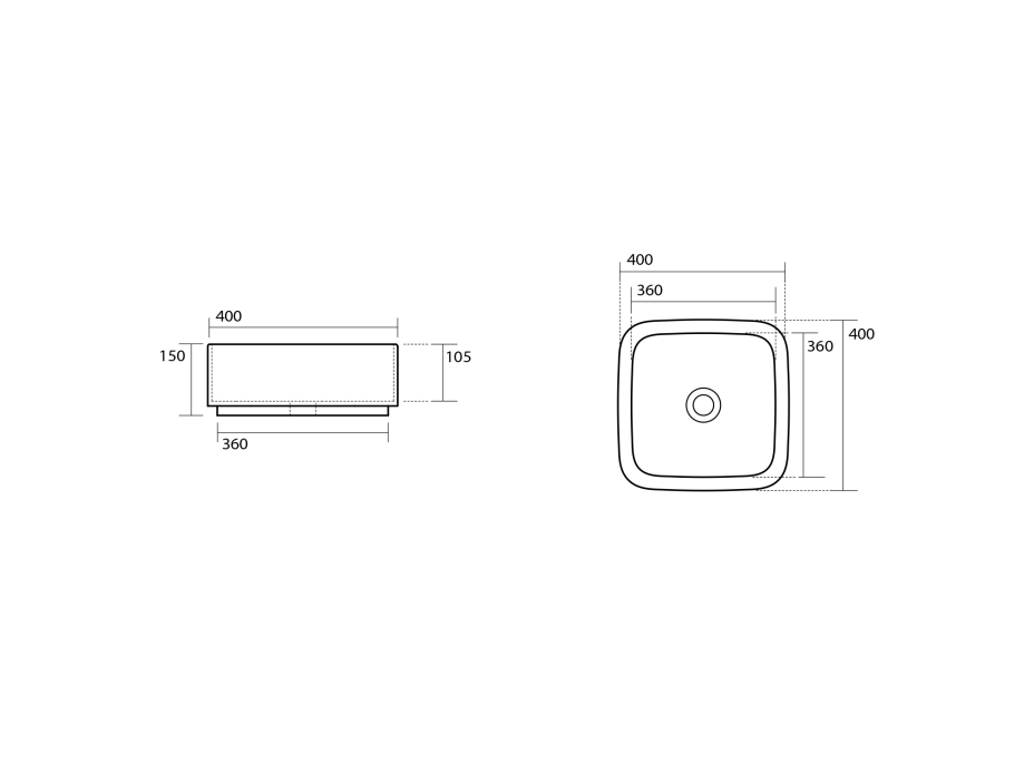 Kerasan HAKO keramické umývadlo na dosku 40x40, čierna mat 554431