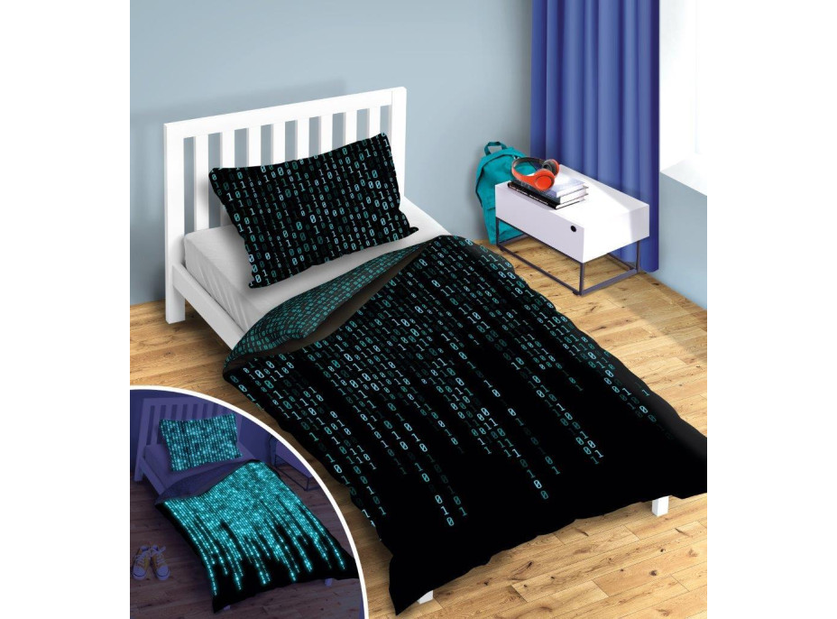 Bavlnené svietiace obliečky YOUNG Matrix - 140x200 cm + 70x80 cm