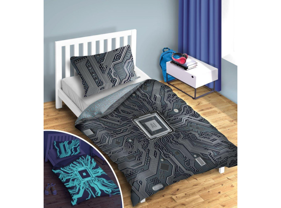 Bavlnené svietiace obliečky YOUNG AI - 140x200 cm + 70x80 cm