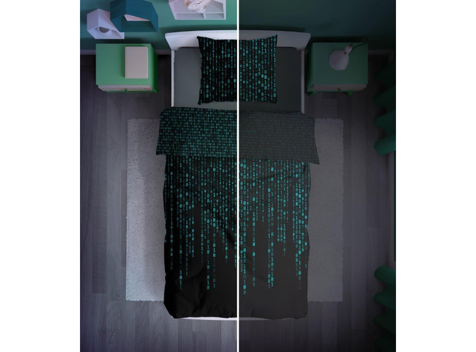 Bavlnené svietiace obliečky YOUNG Matrix - 160x200 cm + 70x80 cm