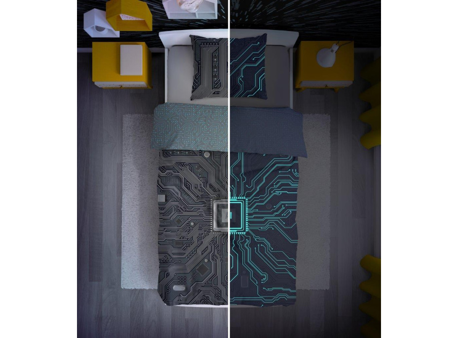 Bavlnené svietiace obliečky YOUNG AI - 160x200 cm + 70x80 cm