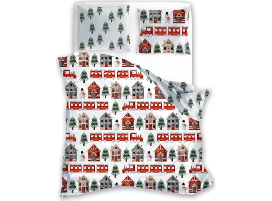 Bavlnené obliečky SCANDIC Zimný vláčik - biele - 140x200 cm