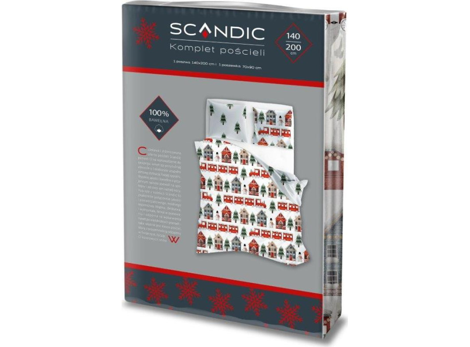 Bavlnené obliečky SCANDIC Zimný vláčik - biele - 140x200 cm