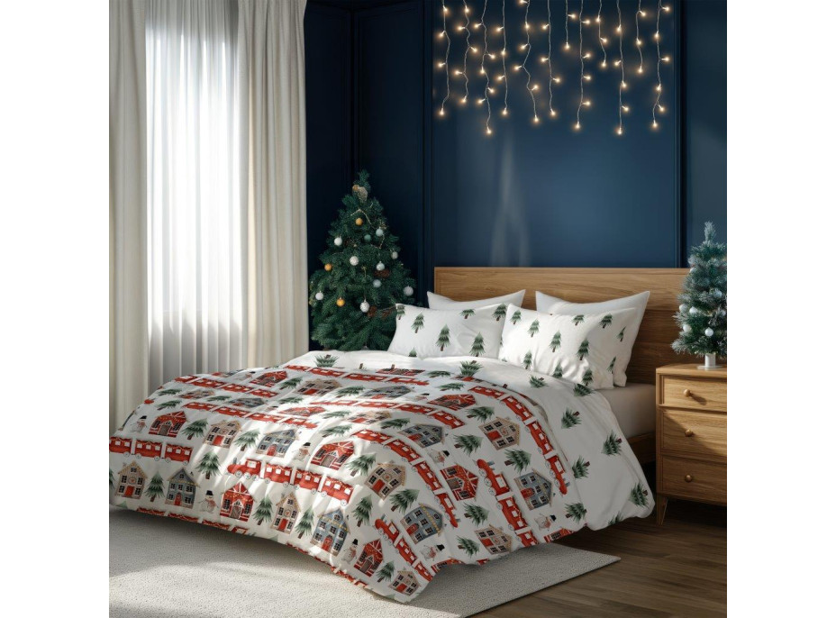 Bavlnené obliečky SCANDIC Zimný vláčik - biele - 140x200 cm